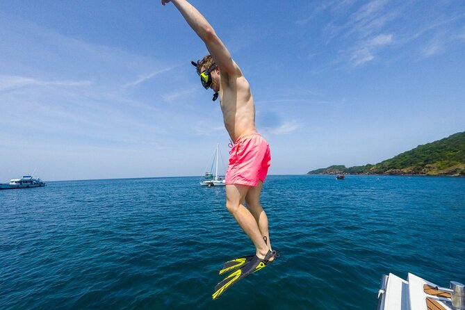 Small Groups of 20 people - Phi Phi & Bamboo Islands with Lunch - Monkey Bay: wild macaques, seen from the speedboat